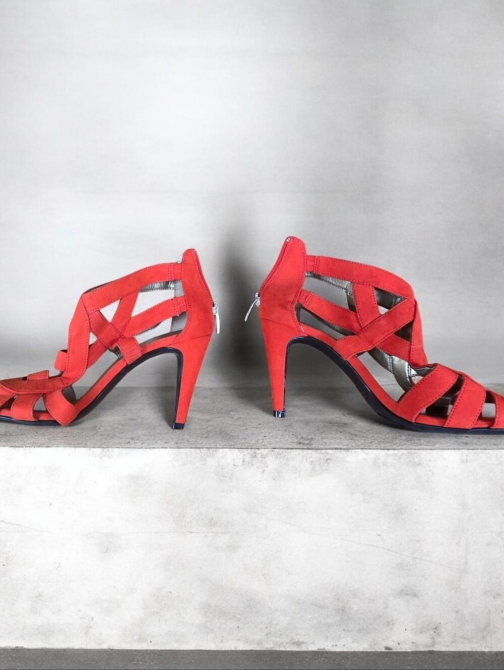 Kelly &‎ Katie Vibrant Red Suede Cutout Heels